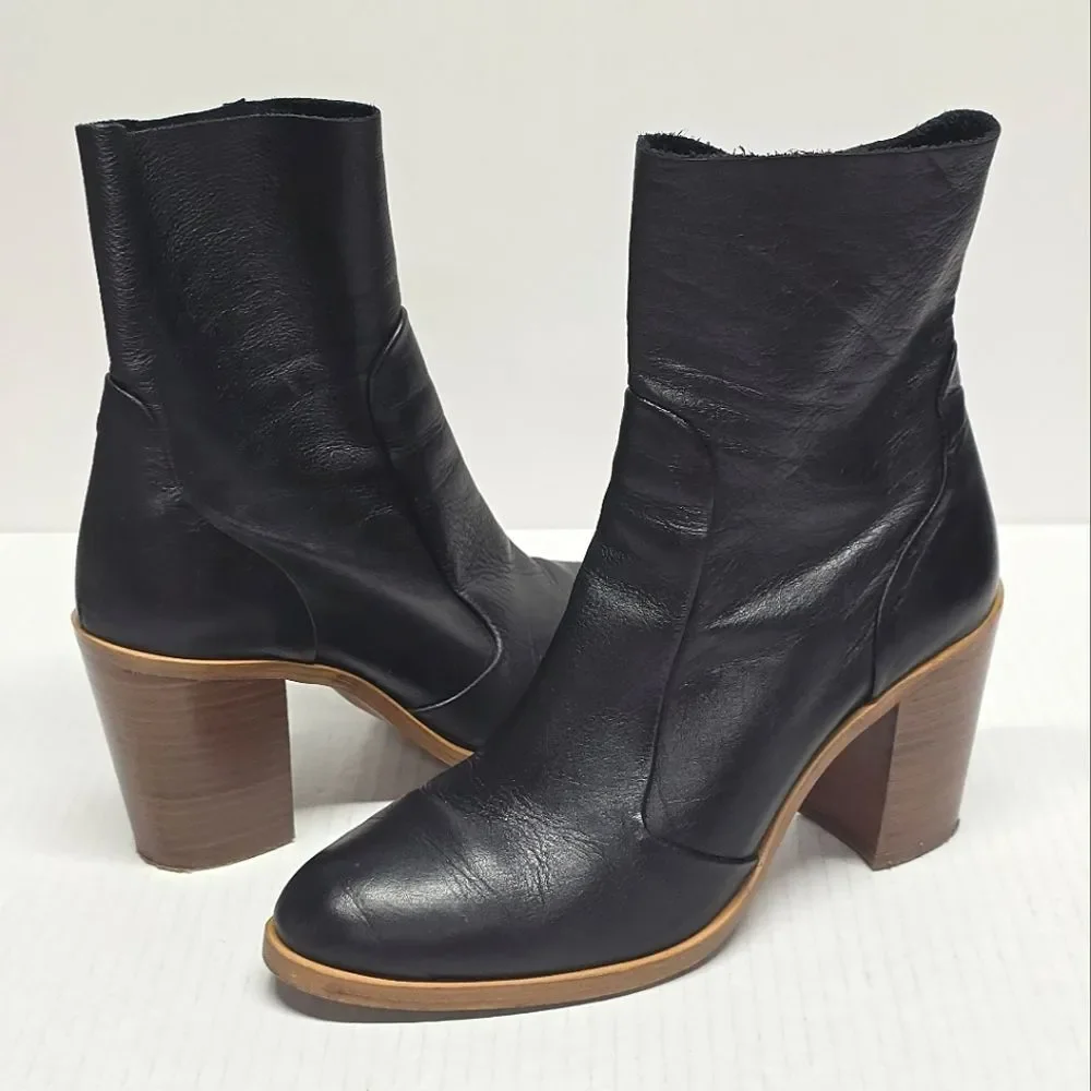 Crosswalk Spain Pico Boots In Black Genuine Soft Leather EUR 37/ US 6.5